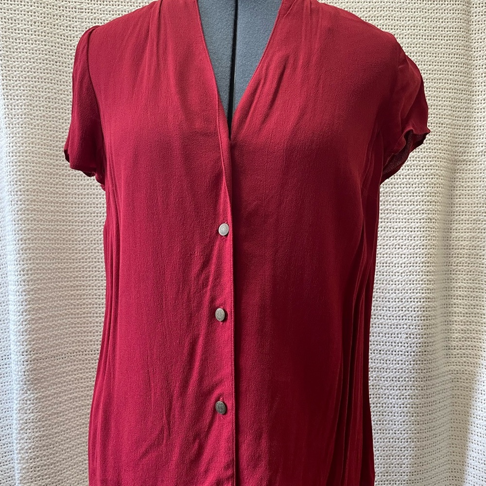 Kate Hill Deep Red Button-Down Women's Shirt